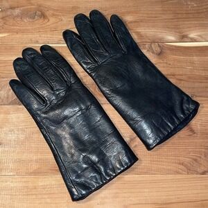 Women's 100% Rabbit Fur Lined  Leather Gloves Brown, Charter Club Sz 6.5 Italy*